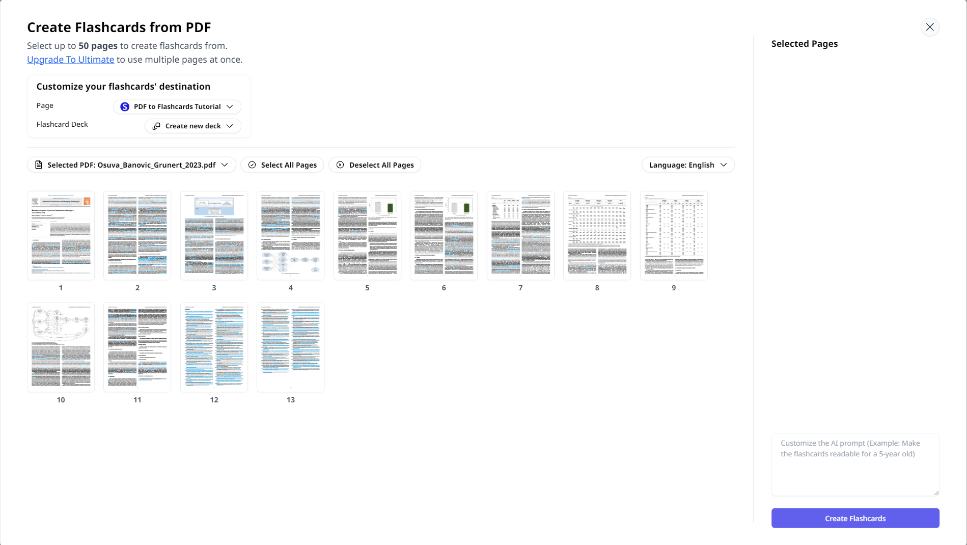 Create Flashcards from PDF