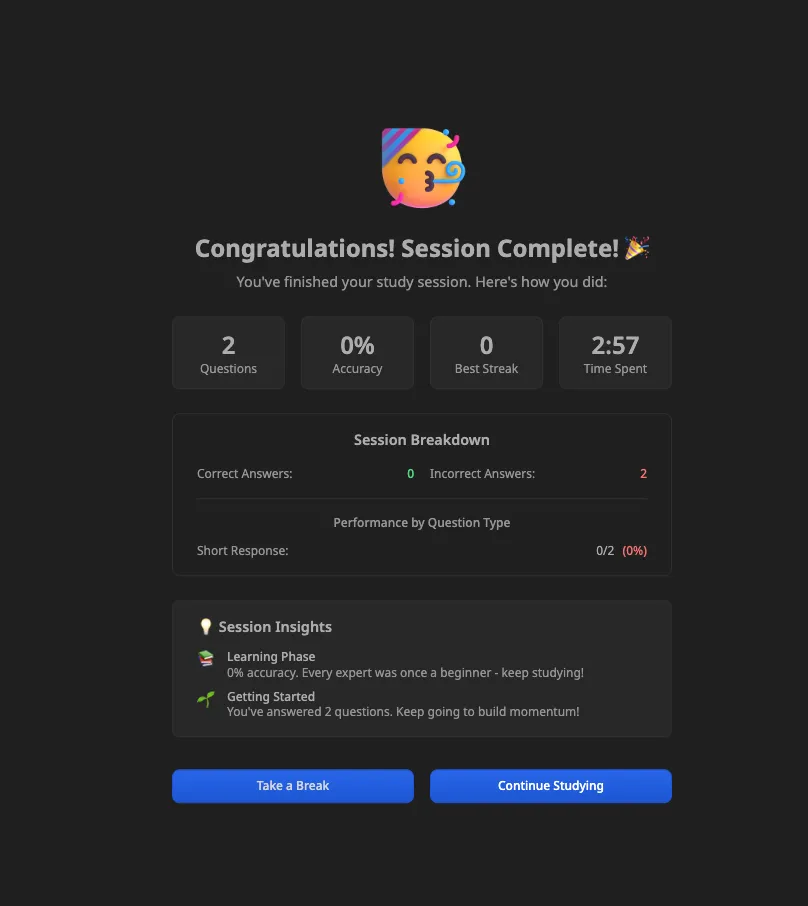 Flashcard Study Mode Improvements