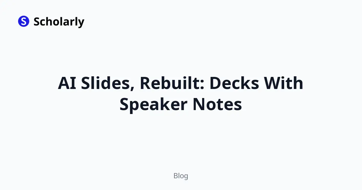 AI Slides, Rebuilt: Decks With Speaker Notes editorial illustration