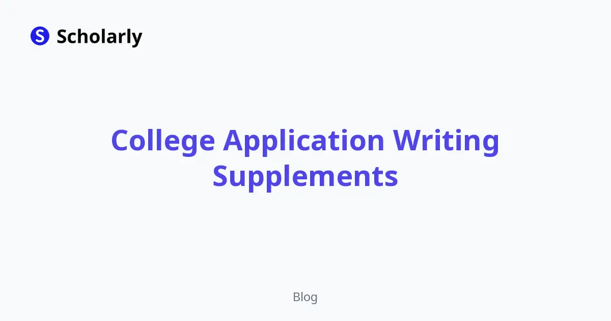 College Application Writing Supplements
