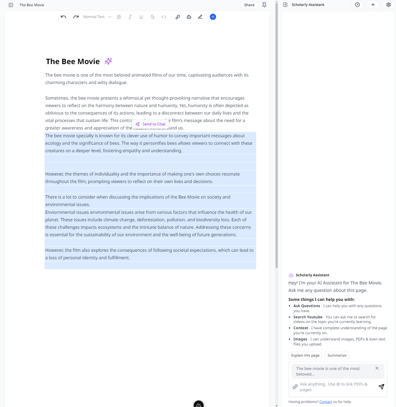 highlight linking text