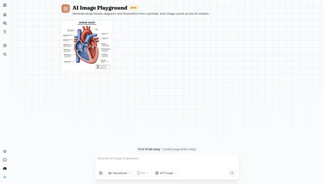 AI Image Generator — labeled diagrams and illustrations generated for study materials