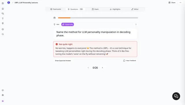 Scholarly Quizzes - Adaptive exam mode with AI feedback